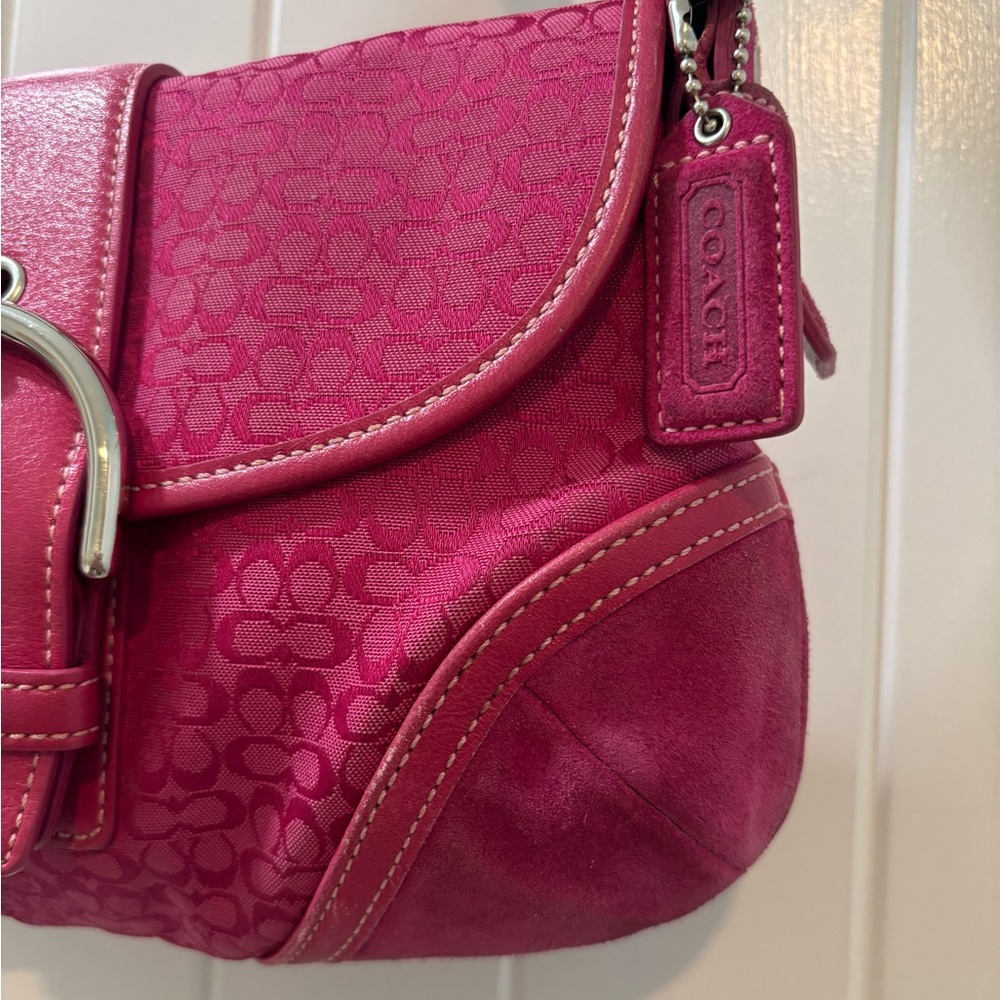 Coach Soho Mini Pink Signature Canvas Suede Denim Vintage Y2K Coach 6818 - Picture 5 of 15